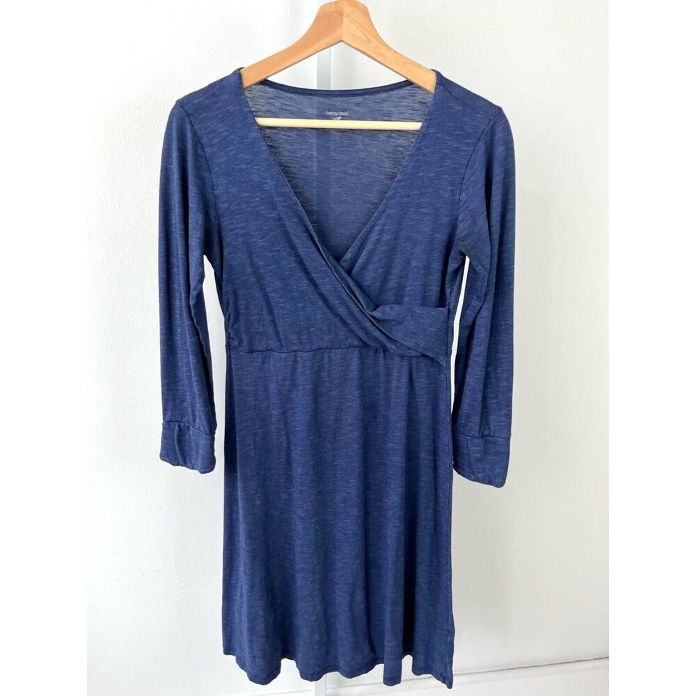 HORNY TOAD & Co S Long Sleeve Dress Fixe Wrap Stretch Cotton Tencel Blend Blue